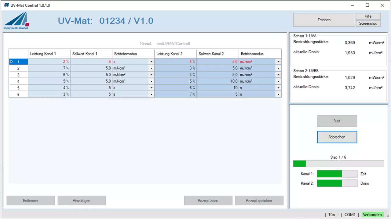 UV-MAT CONTROL SOFTWARE