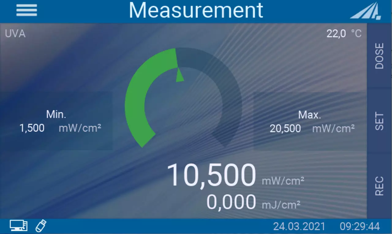 Minimum and maximum irradiance, relative view 